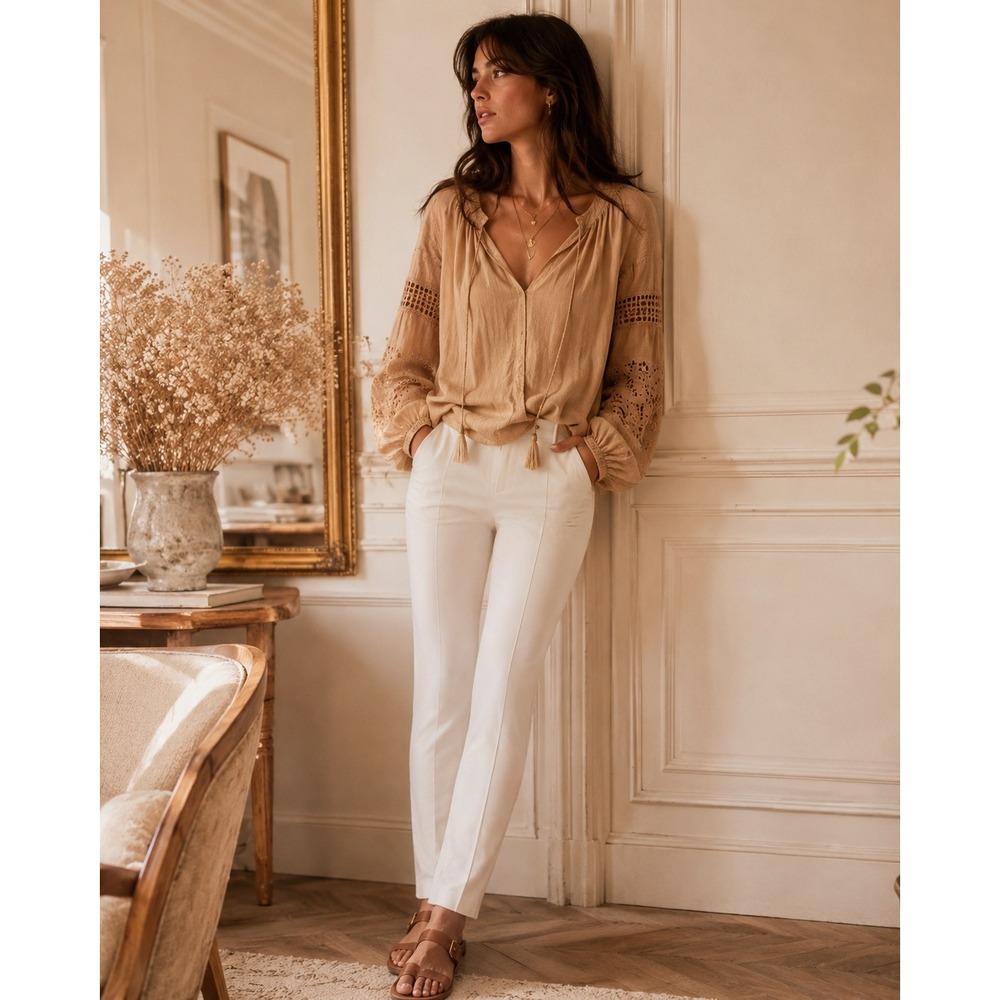 Ruby Rd White Millennium Pull On Pants 6 Slim Leg Seam Front Career Minimalist